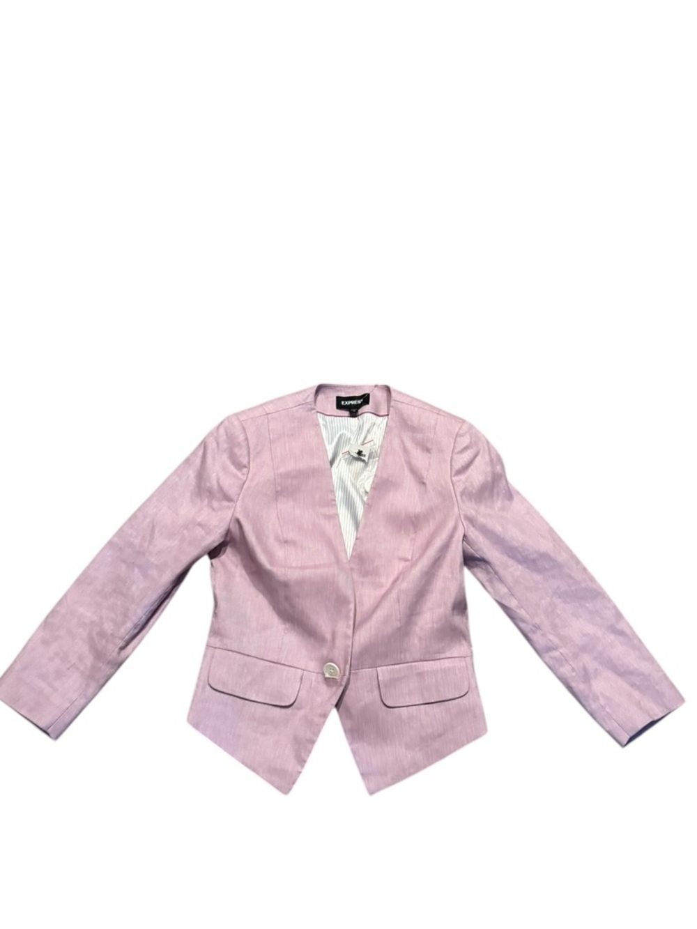 EXPRESS $128 LILAC purple MARLED LINEN ONE BUTTON BLAZER JACKET SZ 00 new nwt